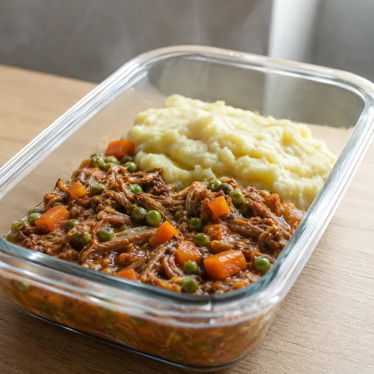 Carne con puré en envase